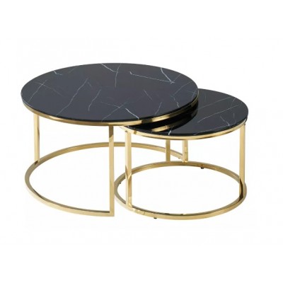 Комплект SIGNAL MUSE (2 стола журнальных) эффект черного мрамора/золотой